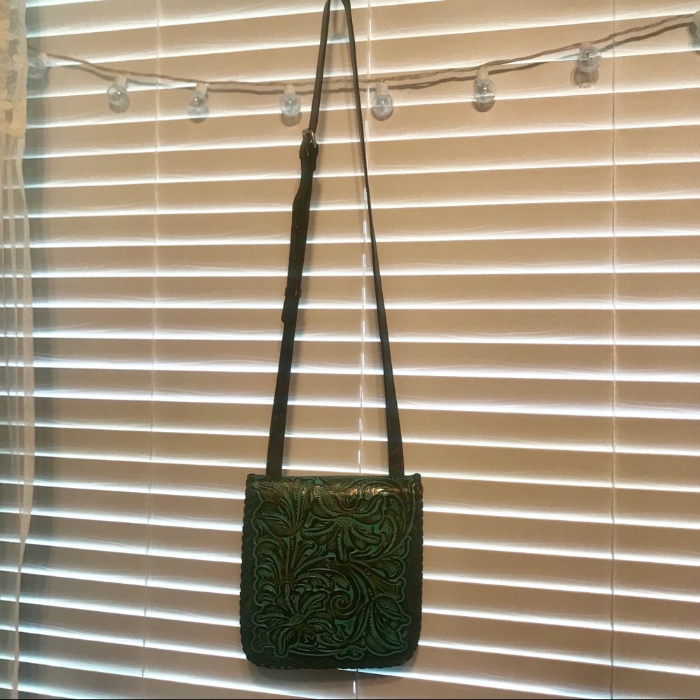 Turquoise Tooled Leather Patricia Nash Crossbody - Picture 2 of 7